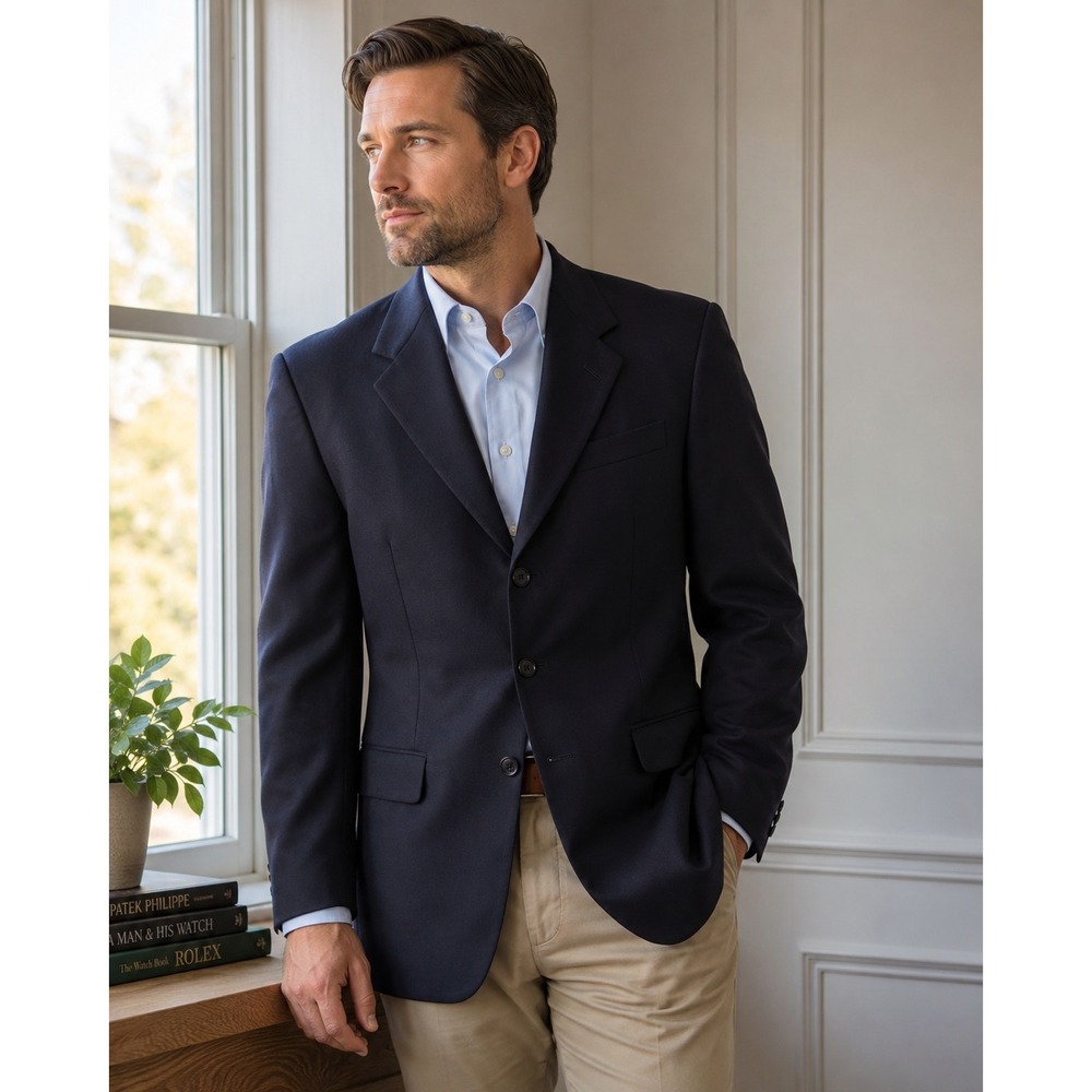 Principe Super 110s Italian Wool Blazer 42R Navy Sport Coat Made‎ in Italy
